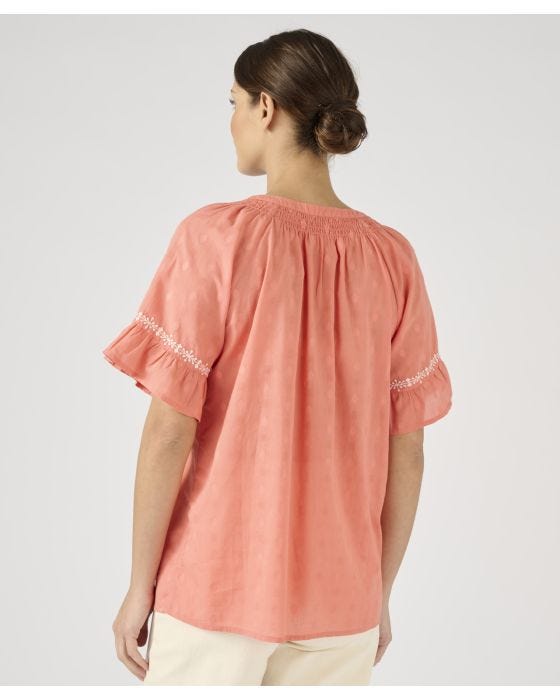 Damart Pure Cotton Boho Embroidered Blouse