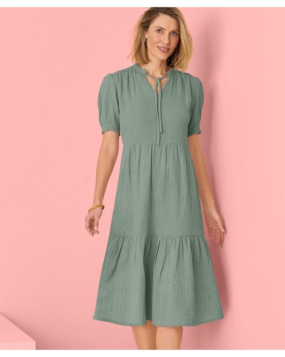 damart Pure Cotton Tiered Dress
