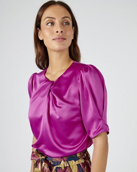 damart Purple Satin Blouse