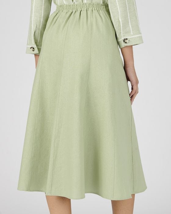 Damart Red Linen Skirt