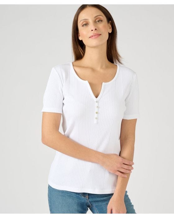 Damart Ribbed Notch Neck T-shirt