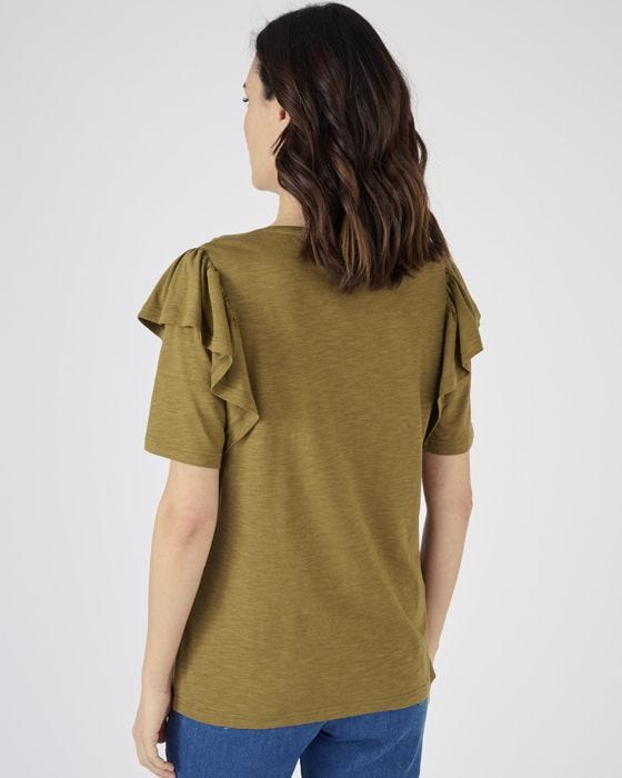 Damart Ruffle Trim Cotton T-shirt
