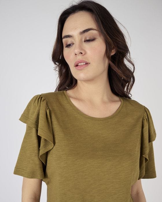 Damart Ruffle Trim Cotton T-shirt