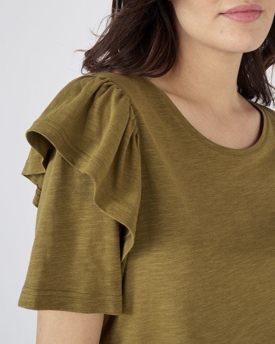 Damart Ruffle Trim Cotton T-shirt