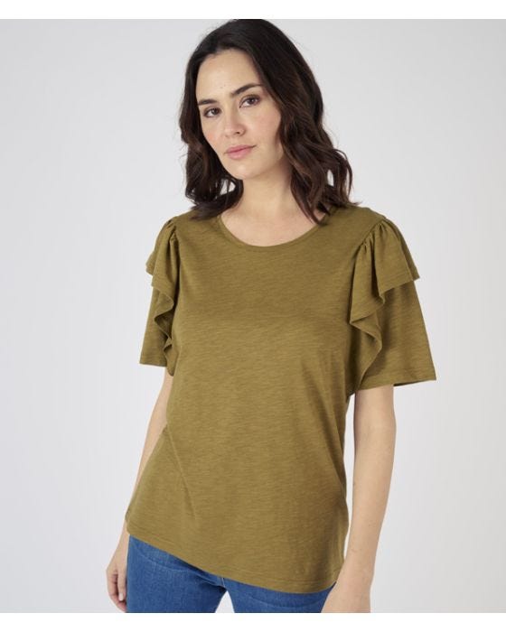 damart Ruffle Trim Cotton T-shirt