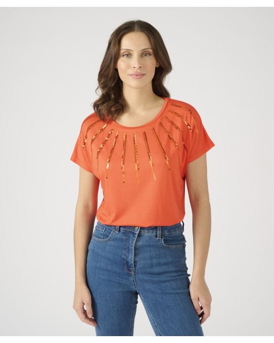 Damart Short Sleeve Sequin T-shirt