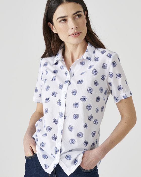 Damart Short Sleeved Cotton Blouse
