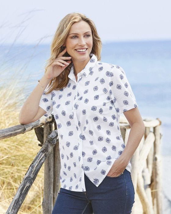 Damart Short Sleeved Cotton Blouse