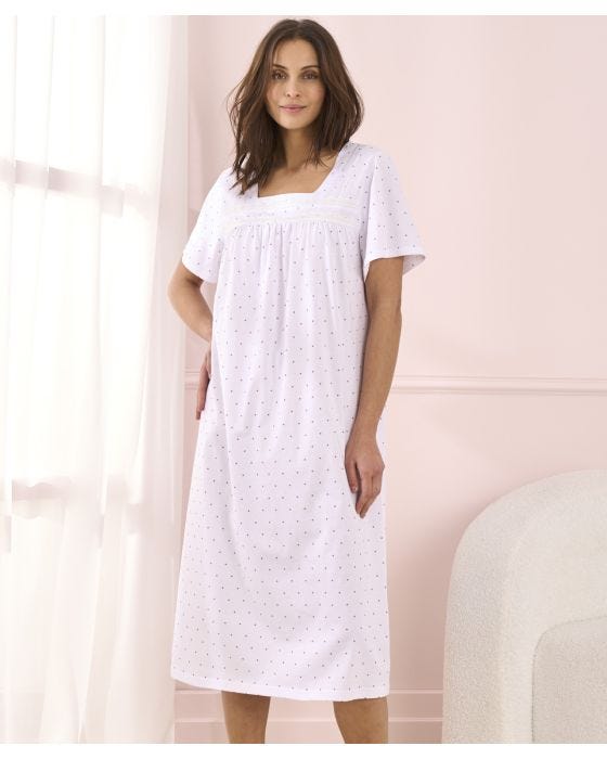 damart Short Sleeved Dot Print Nightdress