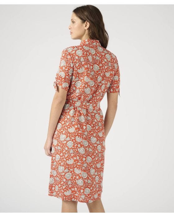 Damart Short Sleeved Floral Print Shirt Dress