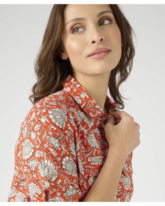 Damart Short Sleeved Floral Print Shirt Dress