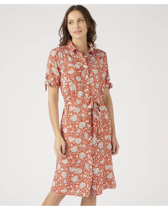 Damart Short Sleeved Floral Print Shirt Dress