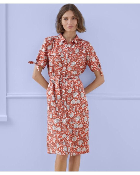 damart Short Sleeved Floral Print Shirt Dress