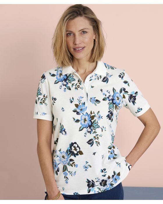 Damart Short Sleeved Piqué Print Polo