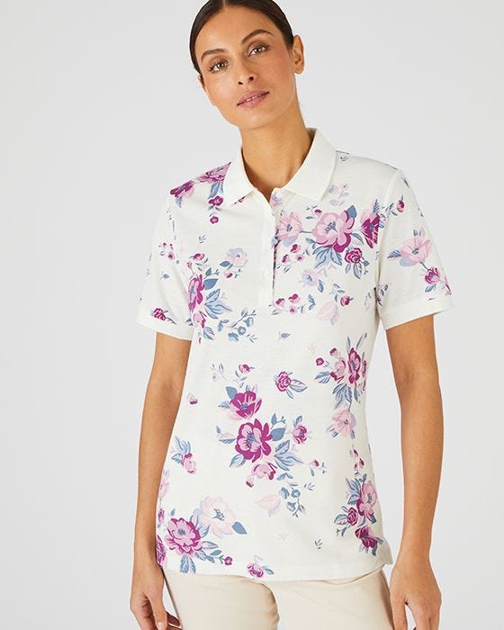damart Short Sleeved Piqué Print Polo