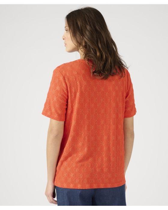 Damart Short Sleeved Tunisian Collar Top