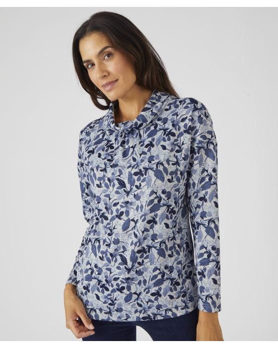 Damart Skin Soft Cowl-neck Printed Top
