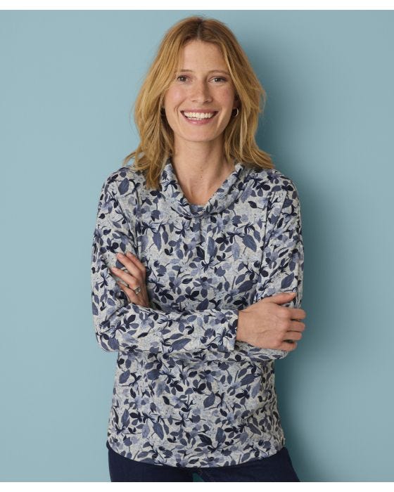 damart Skin Soft Cowl-neck Printed Top