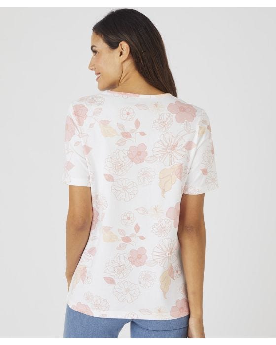 Damart Skin Soft Floral Print Cotton T-shirt