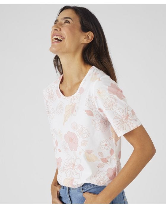 Damart Skin Soft Floral Print Cotton T-shirt