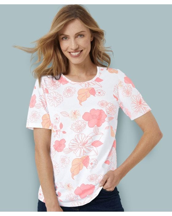 damart Skin Soft Floral Print Cotton T-shirt
