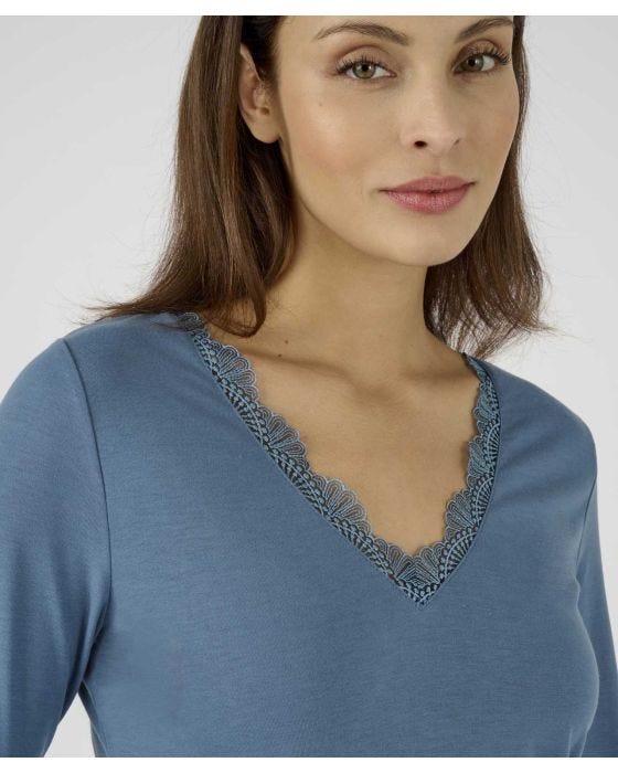 Damart Skin Soft Long Sleeve Lace Trim T-shirt