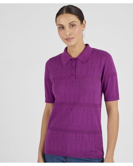 Damart Skin Soft Pointelle Polo Jumper