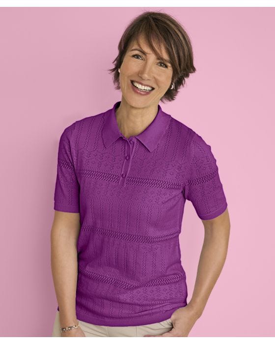 damart Skin Soft Pointelle Polo Jumper