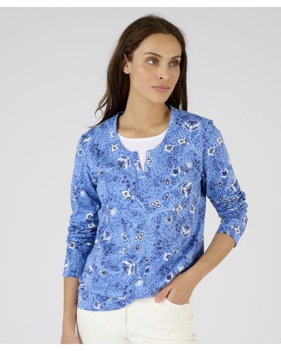 Damart Skin Soft Printed Mock 2-in-1 Top