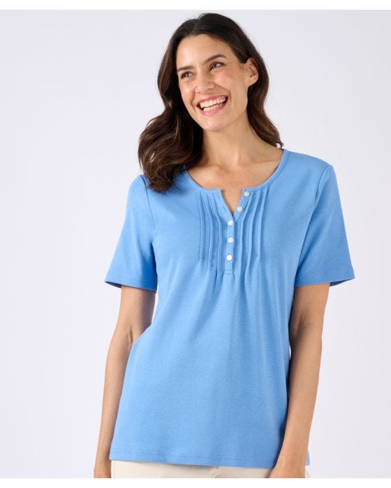 damart Skin Soft Pure Cotton Pleat Detail T-shirt