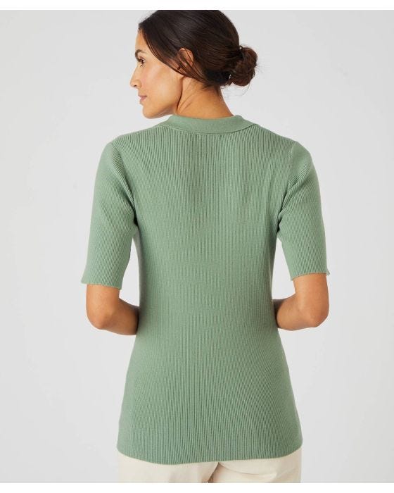 Damart Skin Soft Rib Knit Polo Jumper