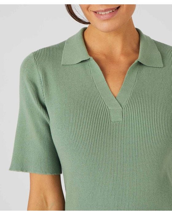 Damart Skin Soft Rib Knit Polo Jumper