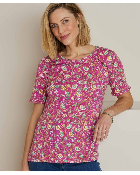 Damart Skin Soft Ruffle Trim T-shirt