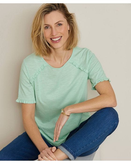 damart Skin Soft Ruffle Trim T-shirt