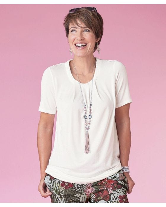 damart Skin Soft Short Sleeved Neck Detail Tunic