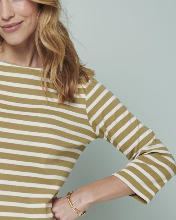 Damart Skin Soft Striped Boat Neck Cotton Top