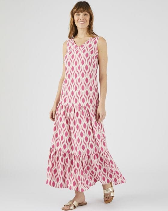Damart Sleeveless Drop Waist Print Dress