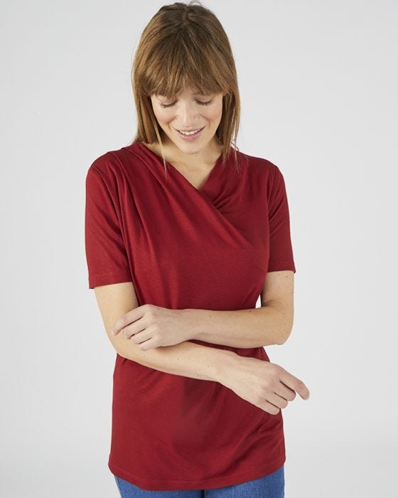 Damart Stretch Jersey Asymmetric Neck Top