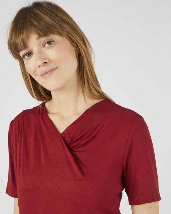 Damart Stretch Jersey Asymmetric Neck Top