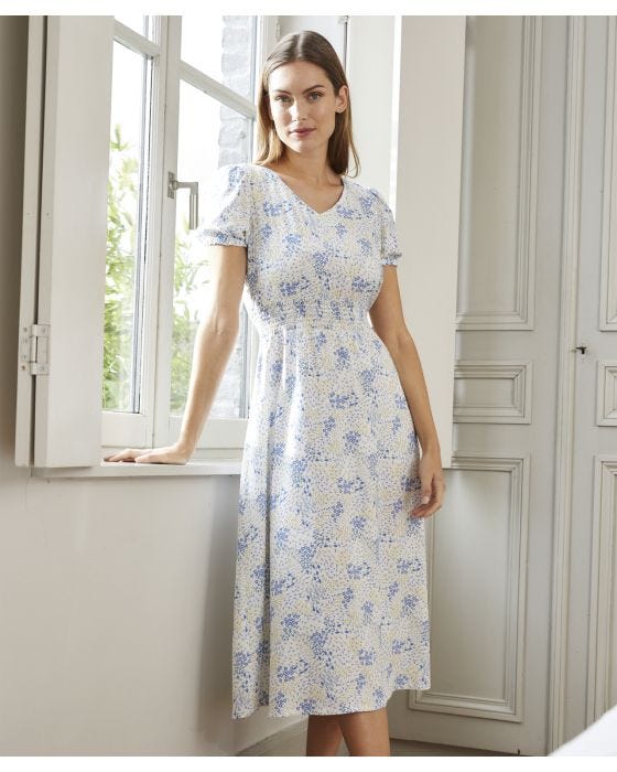 damart Stretch Waist Printed Tea Dress