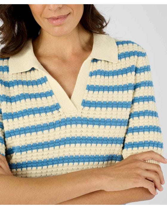 Damart Stripe Collared Jumper