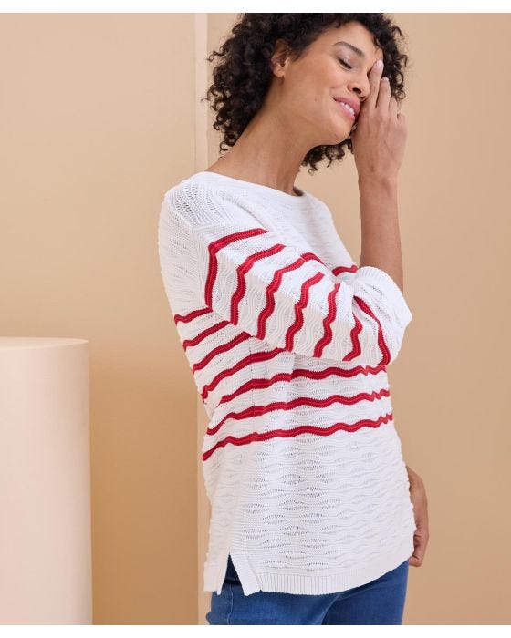 Damart Stripe Fancy Stitch Jumper