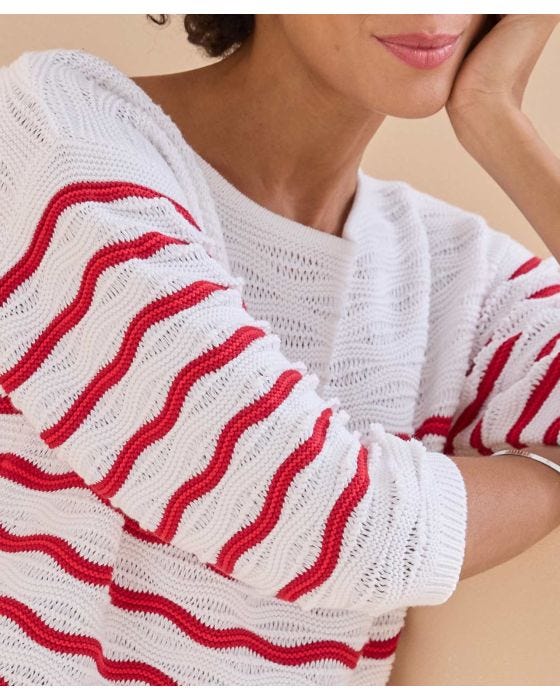 Damart Stripe Fancy Stitch Jumper