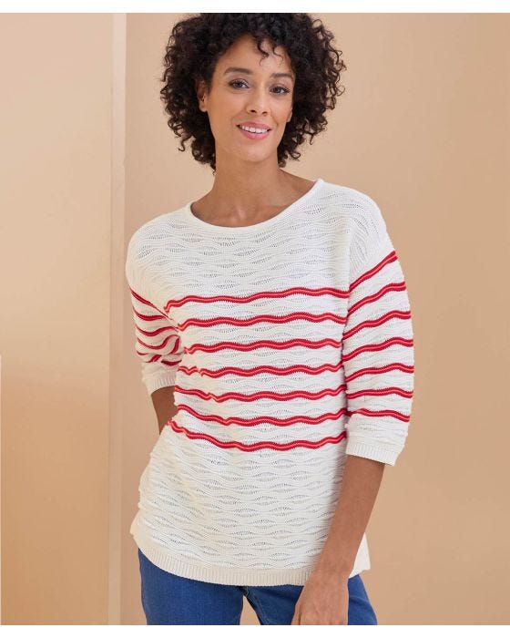 damart Stripe Fancy Stitch Jumper