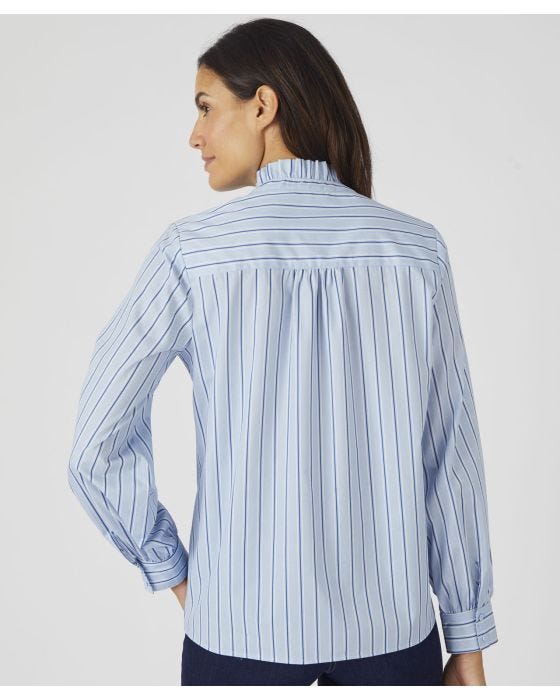 Damart Stripe Frill Trim Blouse