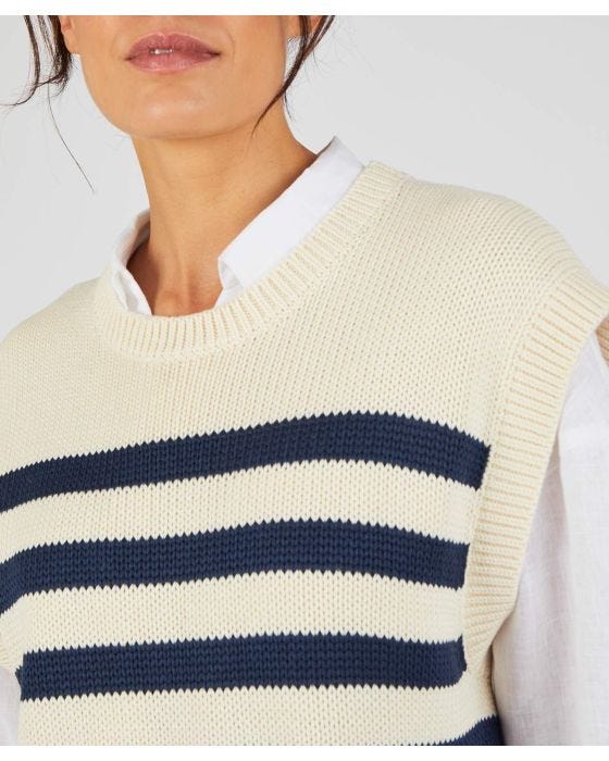 Damart Stripe Sleeveless Jumper