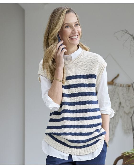 damart Stripe Sleeveless Jumper