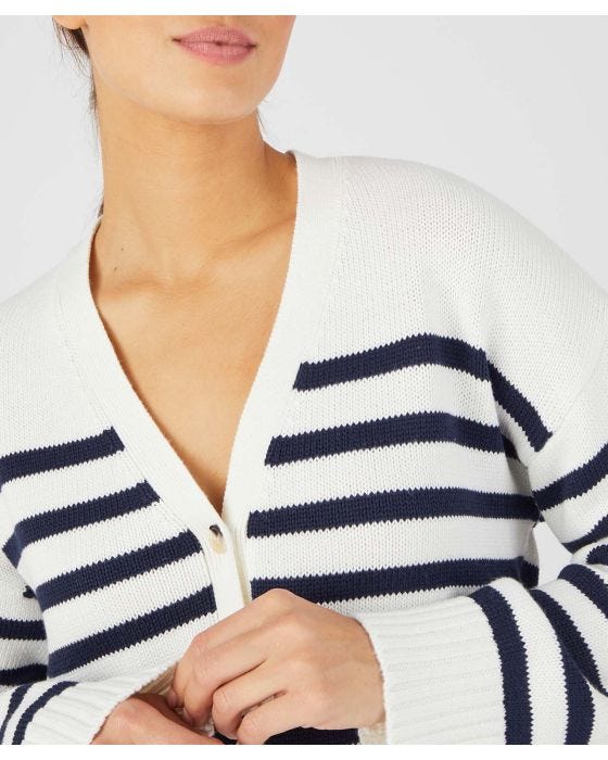 Damart Stripe V-Neck Cardigan