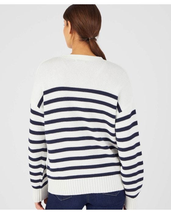 Damart Stripe V-Neck Cardigan