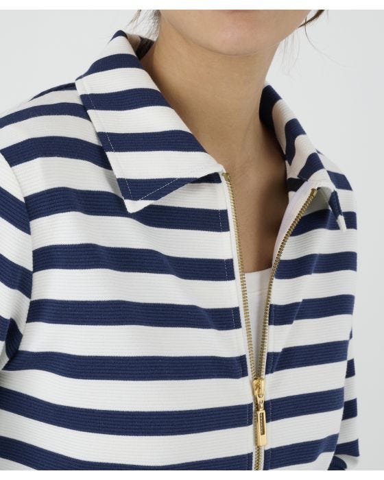 Damart Stripe Zip Front Cardigan